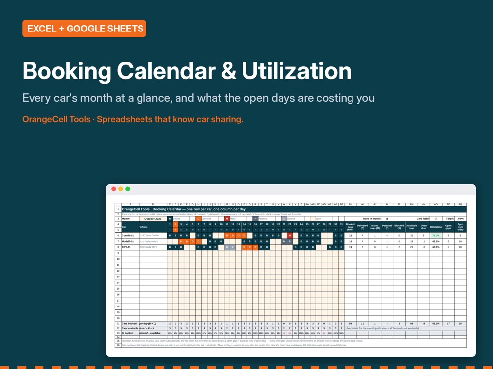Booking Calendar & Utilization preview
