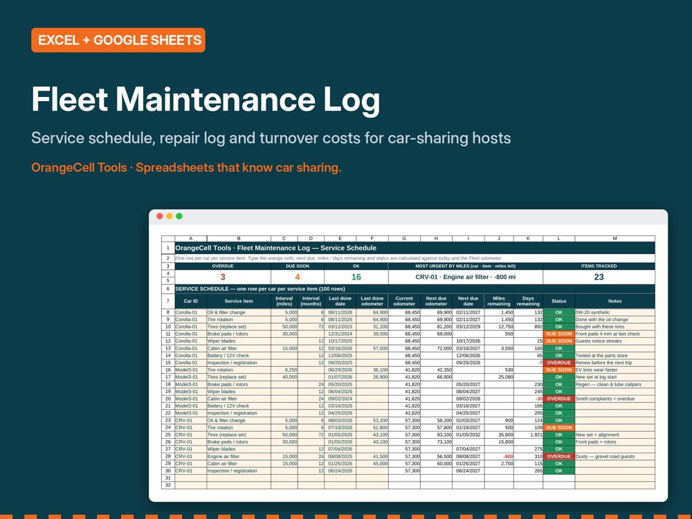 Fleet Maintenance Log preview