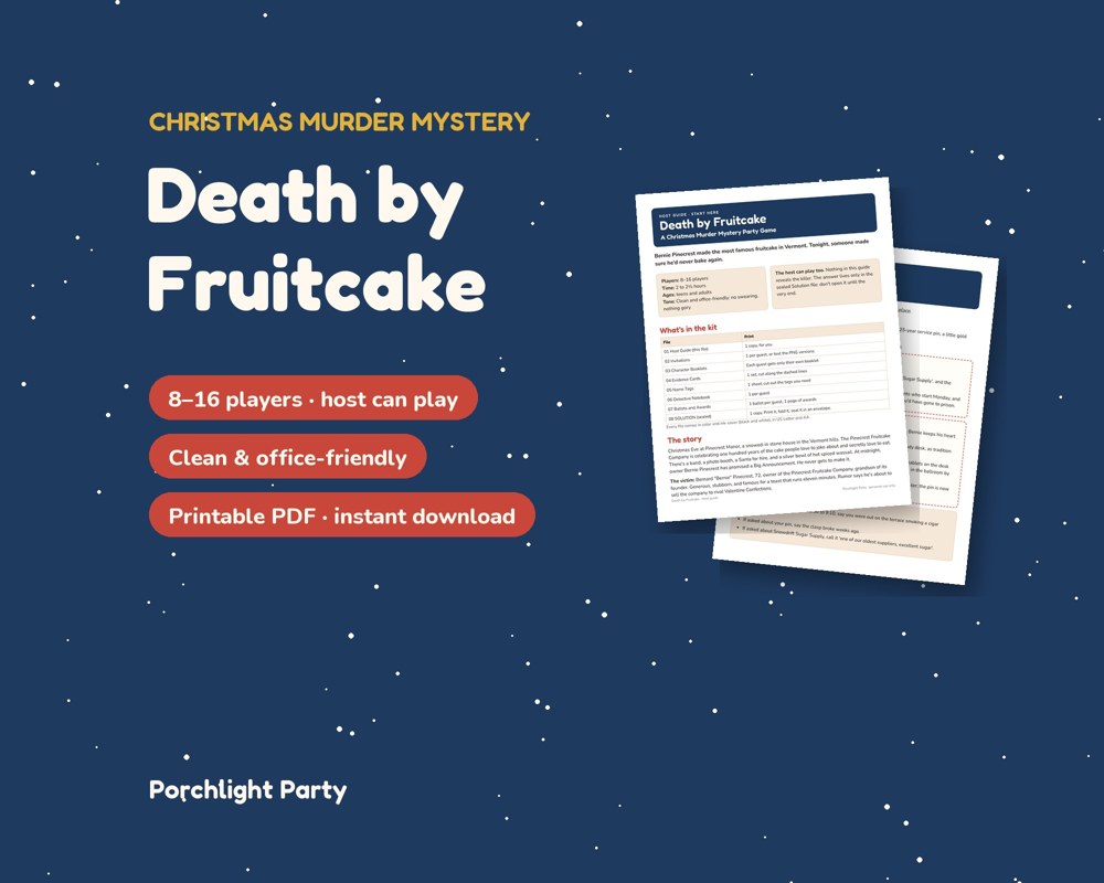 Death by Fruitcake: Christmas Murder Mystery Party Game: product preview