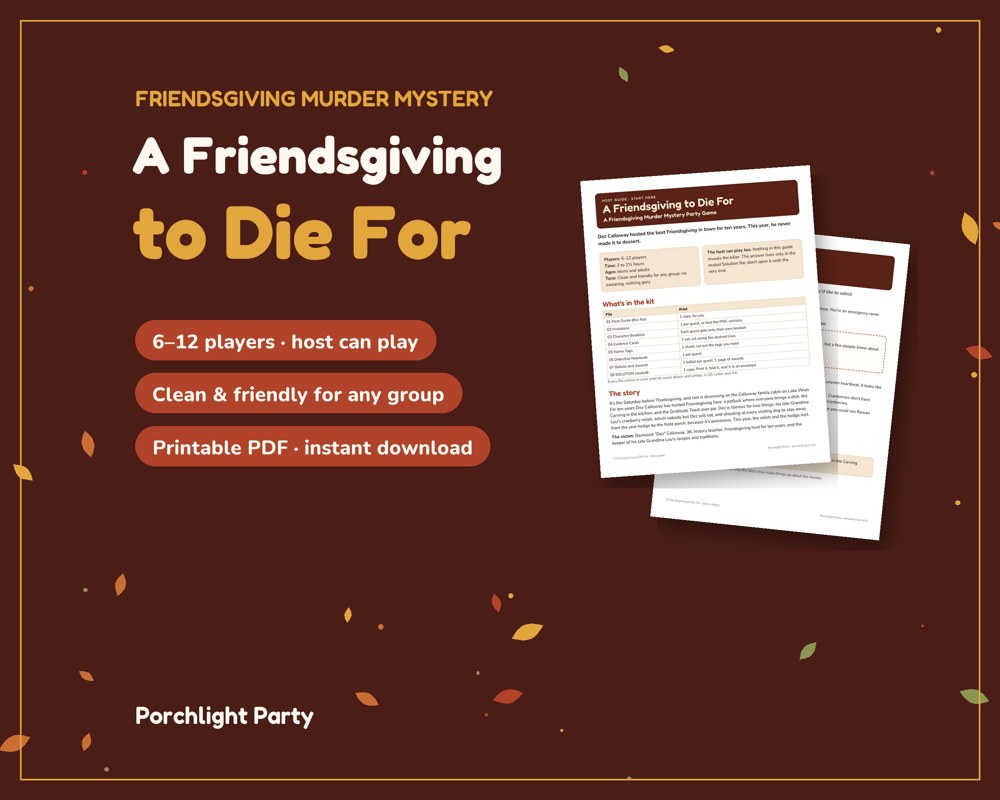 A Friendsgiving to Die For: Friendsgiving Murder Mystery Party Game: product preview