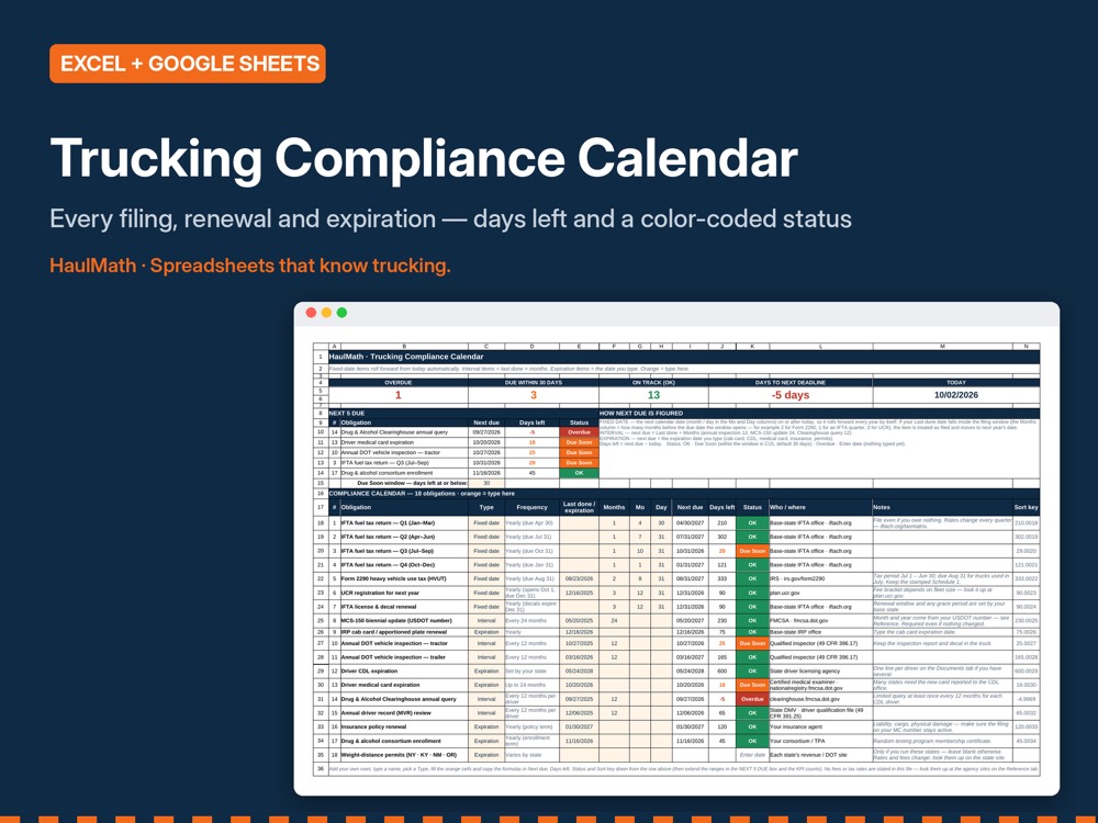 Trucking Compliance Calendar preview