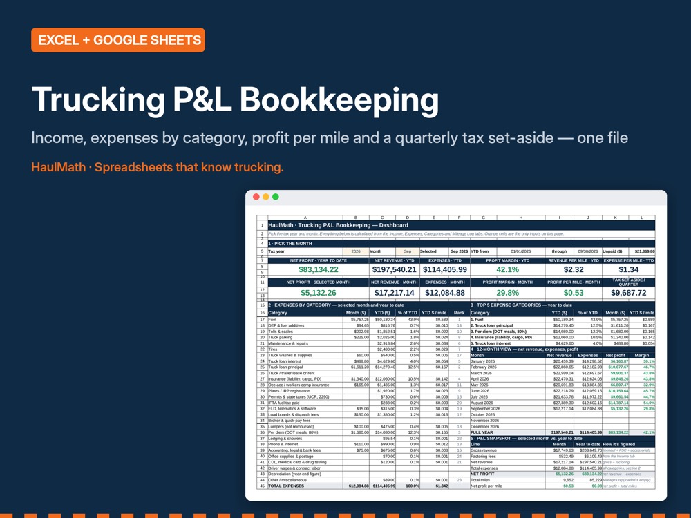 Trucking P&L Bookkeeping preview